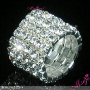 תכשיט ערב: טבעת מוכסף בשיבוץ קריסטלים 5 שורות