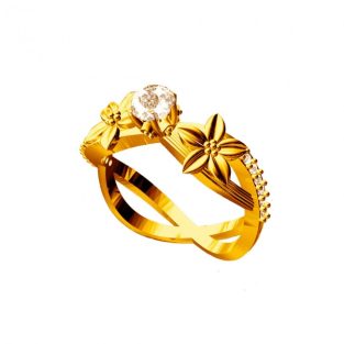 לכלה ולערב: טבעת כסף 925 בציפוי זהב בשיבוץ יהלומי גלם 0.72 קרט מידה: 7